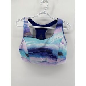 Tek Gear Womens Plus Size 2X Light Support Sports Bra Abstract Print Blue Purple